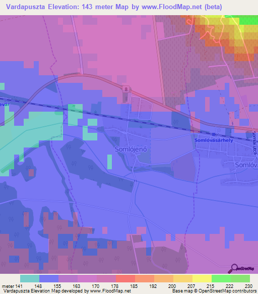 Vardapuszta,Hungary Elevation Map