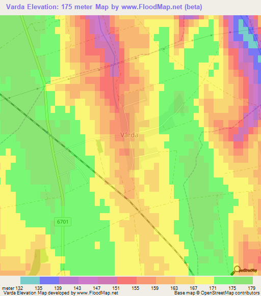 Varda,Hungary Elevation Map