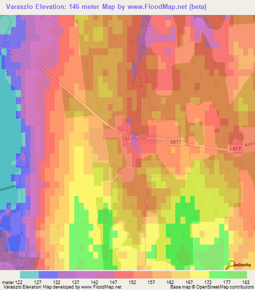 Varaszlo,Hungary Elevation Map