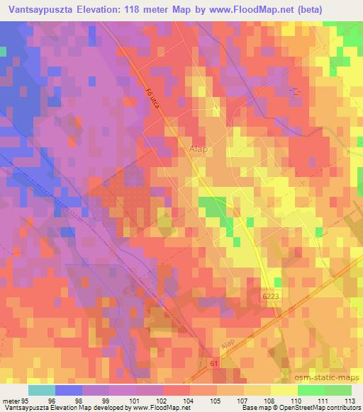 Vantsaypuszta,Hungary Elevation Map