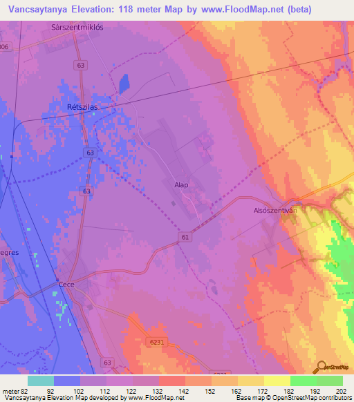 Vancsaytanya,Hungary Elevation Map