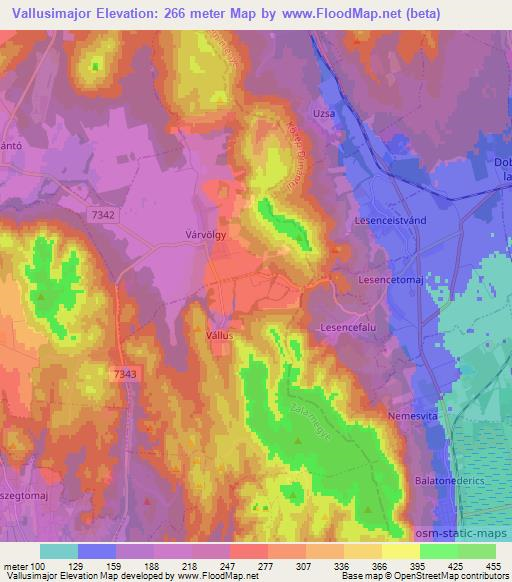 Vallusimajor,Hungary Elevation Map