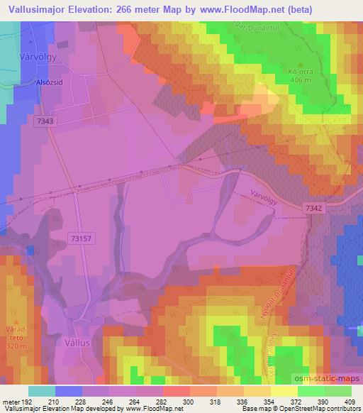 Vallusimajor,Hungary Elevation Map