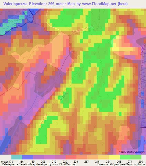 Valeriapuszta,Hungary Elevation Map