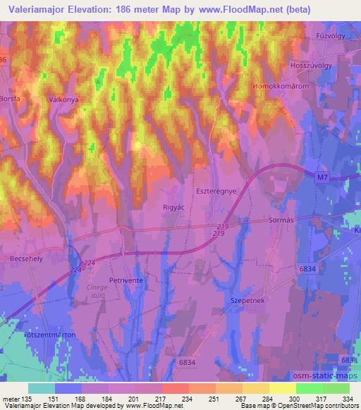 Valeriamajor,Hungary Elevation Map