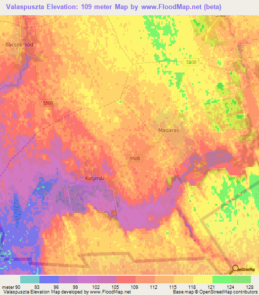 Valaspuszta,Hungary Elevation Map