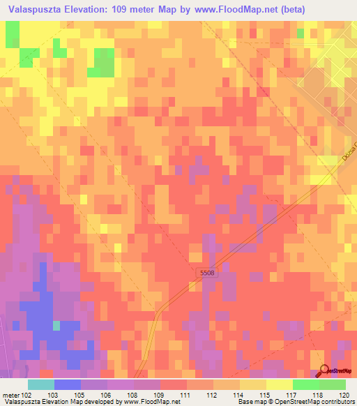 Valaspuszta,Hungary Elevation Map