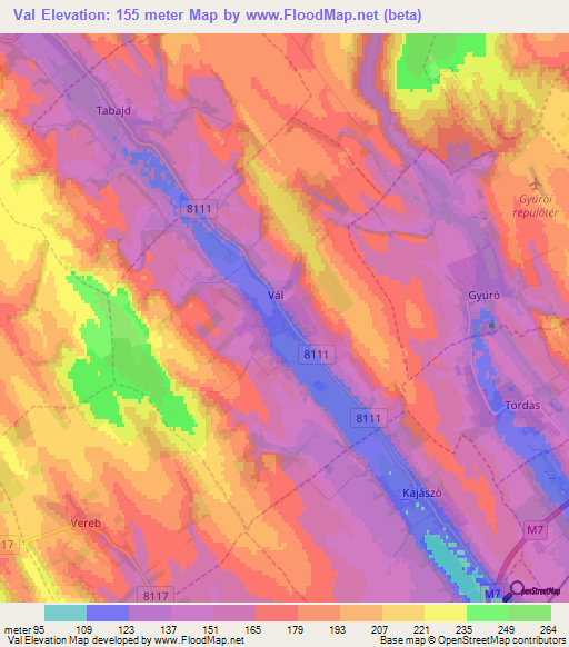Val,Hungary Elevation Map