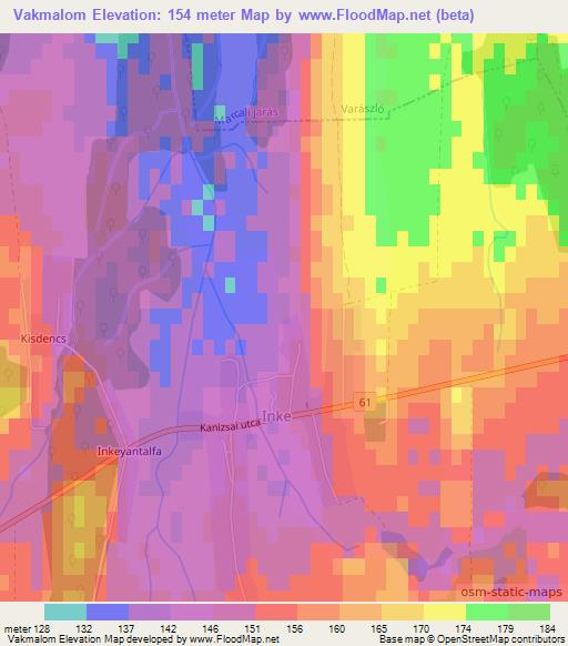 Vakmalom,Hungary Elevation Map