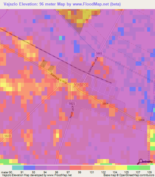 Vajszlo,Hungary Elevation Map