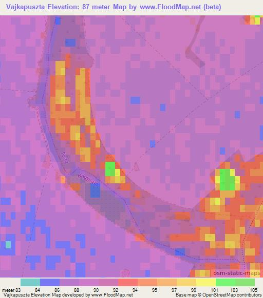 Vajkapuszta,Hungary Elevation Map