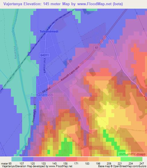 Vajertanya,Hungary Elevation Map