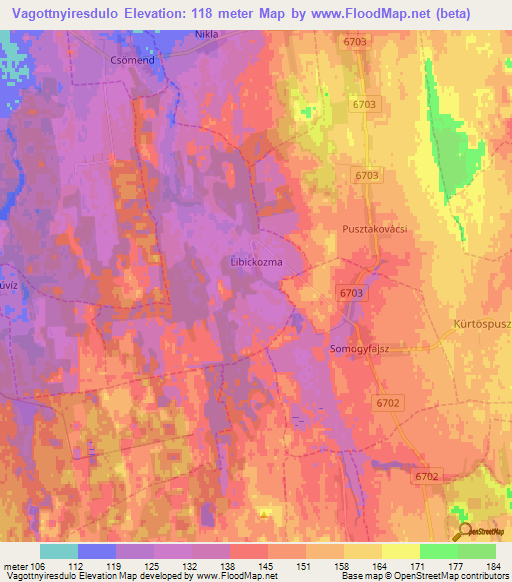 Vagottnyiresdulo,Hungary Elevation Map