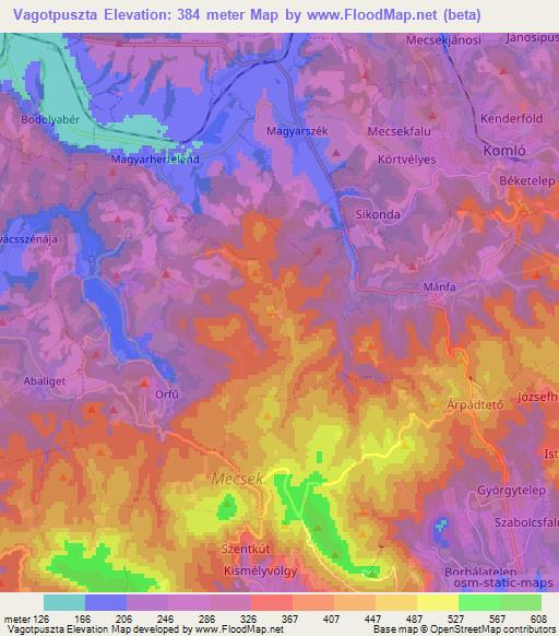 Vagotpuszta,Hungary Elevation Map