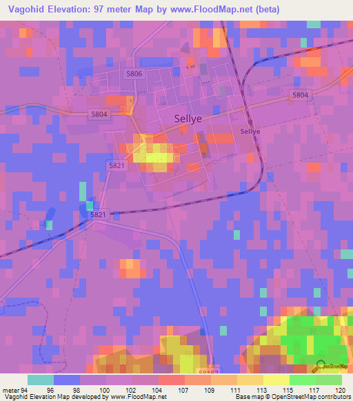 Vagohid,Hungary Elevation Map