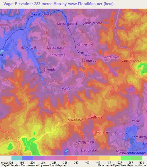 Vagat,Hungary Elevation Map