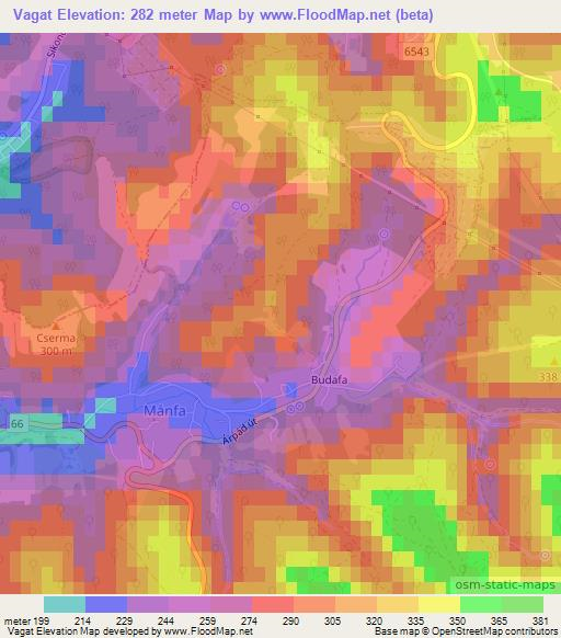 Vagat,Hungary Elevation Map