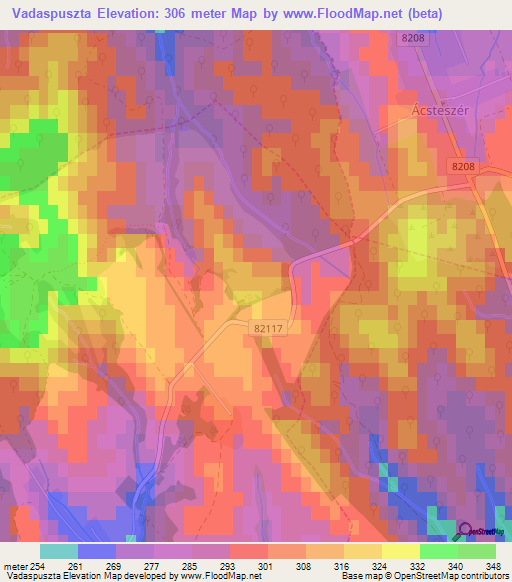 Vadaspuszta,Hungary Elevation Map