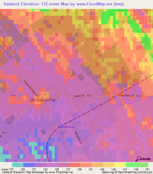 Vadasok,Hungary Elevation Map