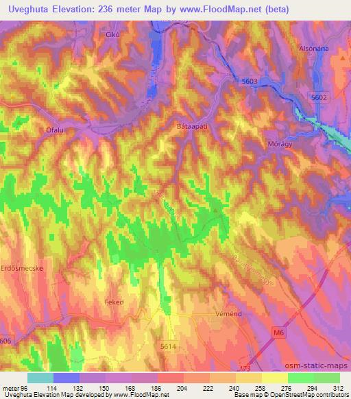 Uveghuta,Hungary Elevation Map
