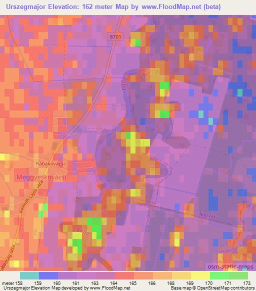 Urszegmajor,Hungary Elevation Map