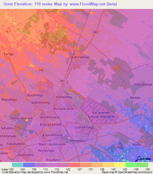 Urret,Hungary Elevation Map