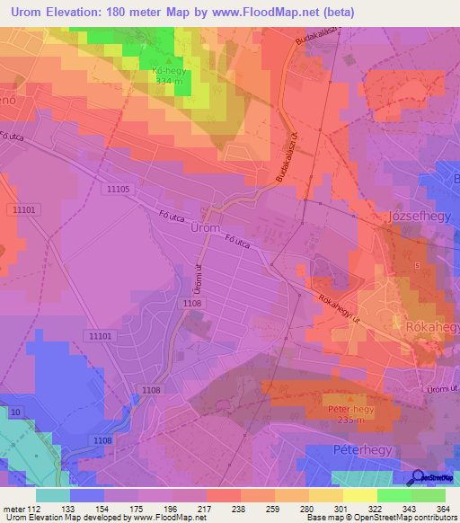 Urom,Hungary Elevation Map