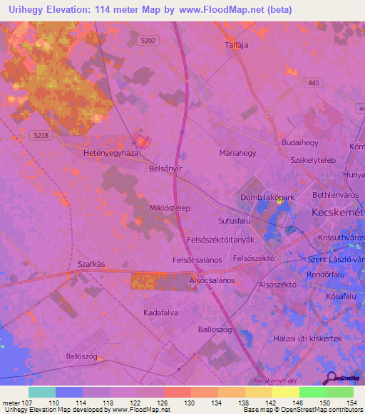 Urihegy,Hungary Elevation Map