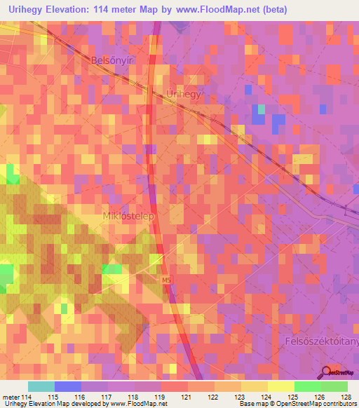 Urihegy,Hungary Elevation Map