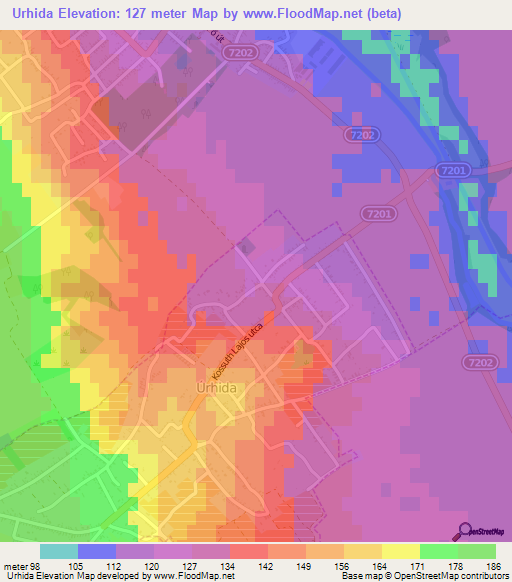 Urhida,Hungary Elevation Map