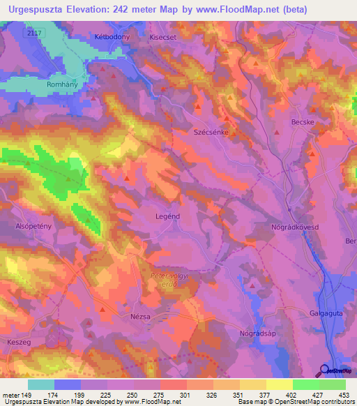 Urgespuszta,Hungary Elevation Map