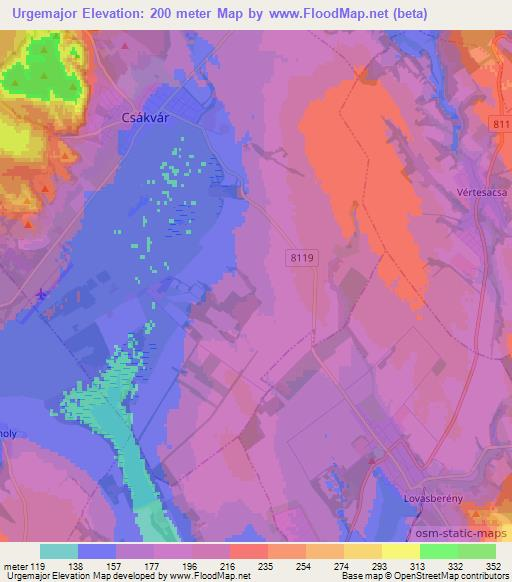 Urgemajor,Hungary Elevation Map