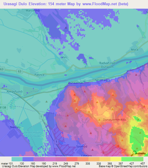 Urasagi Dulo,Hungary Elevation Map