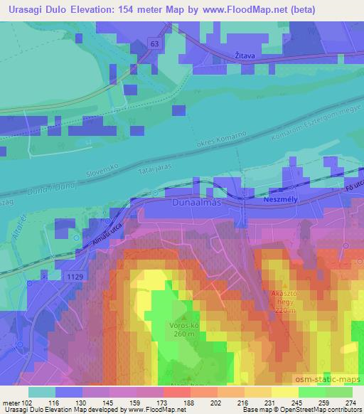 Urasagi Dulo,Hungary Elevation Map