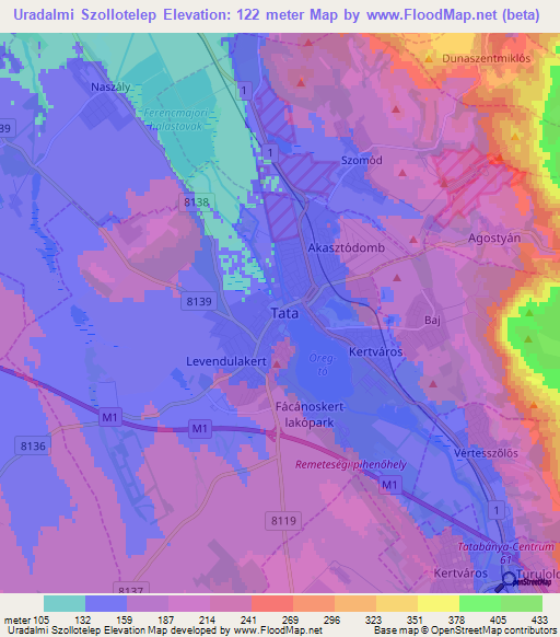 Uradalmi Szollotelep,Hungary Elevation Map