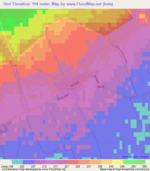 Und,Hungary Elevation Map