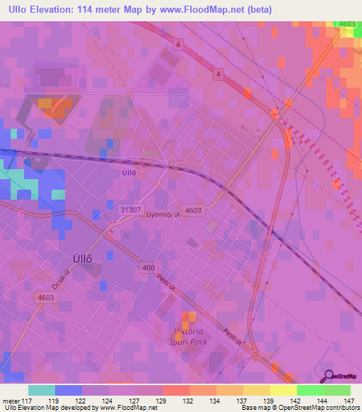 Ullo,Hungary Elevation Map