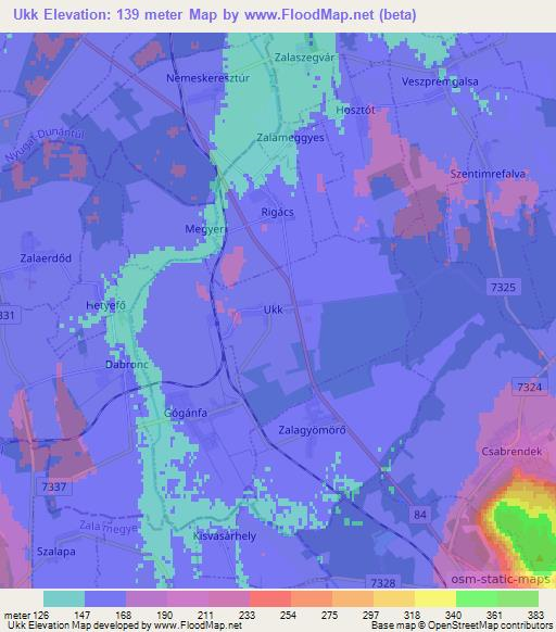 Ukk,Hungary Elevation Map