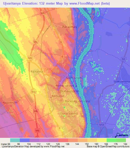 Ujvaritanya,Hungary Elevation Map