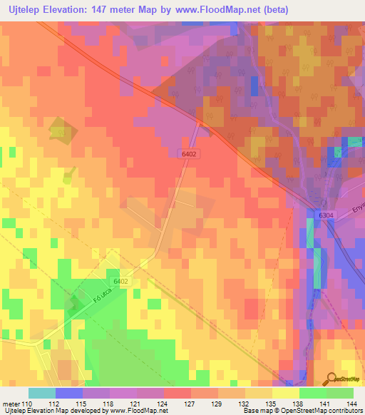 Ujtelep,Hungary Elevation Map
