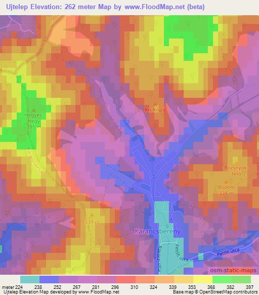 Ujtelep,Hungary Elevation Map