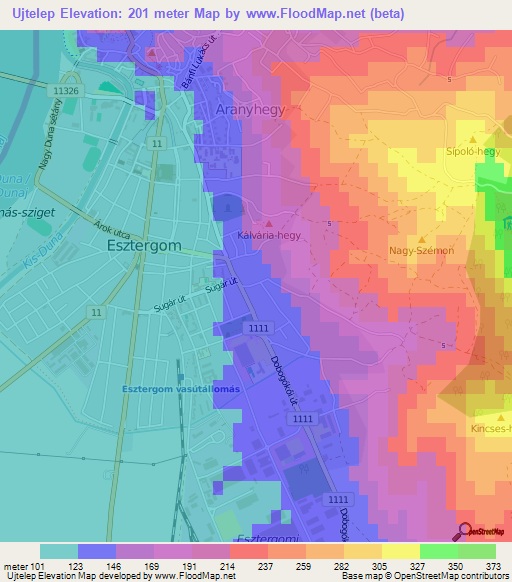 Ujtelep,Hungary Elevation Map