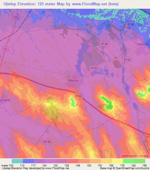 Ujtelep,Hungary Elevation Map