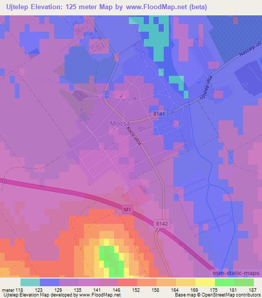 Ujtelep,Hungary Elevation Map