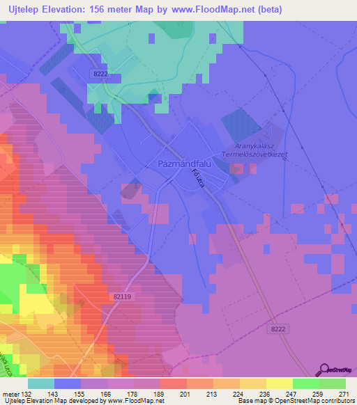 Ujtelep,Hungary Elevation Map