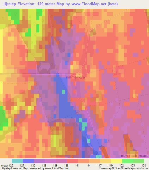 Ujtelep,Hungary Elevation Map