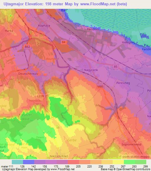 Ujtagmajor,Hungary Elevation Map