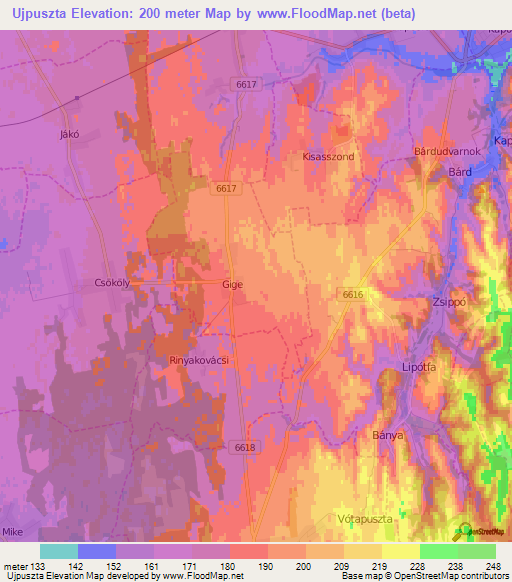 Ujpuszta,Hungary Elevation Map