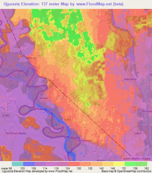 Ujpuszta,Hungary Elevation Map