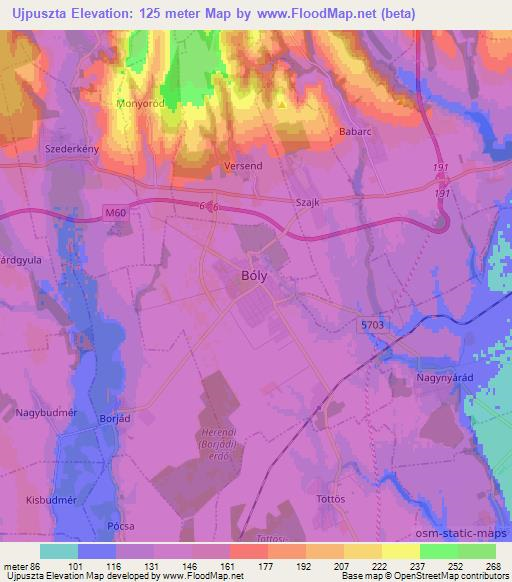Ujpuszta,Hungary Elevation Map